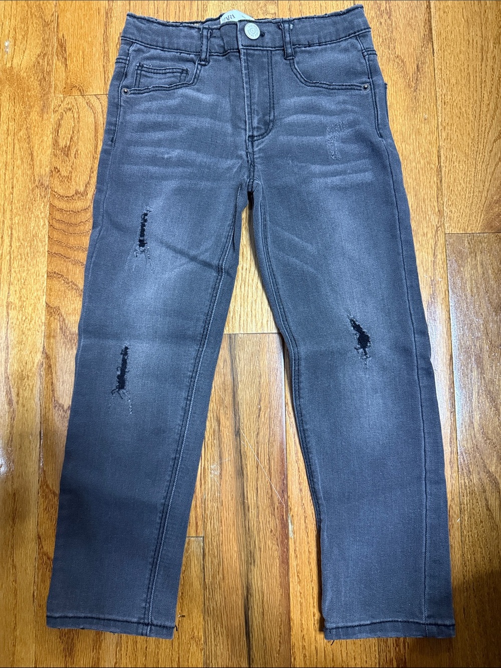 Kids Distressed Slim Fit Grey Jeans